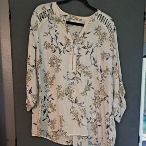Maurices Cream and Black Floral Blouse